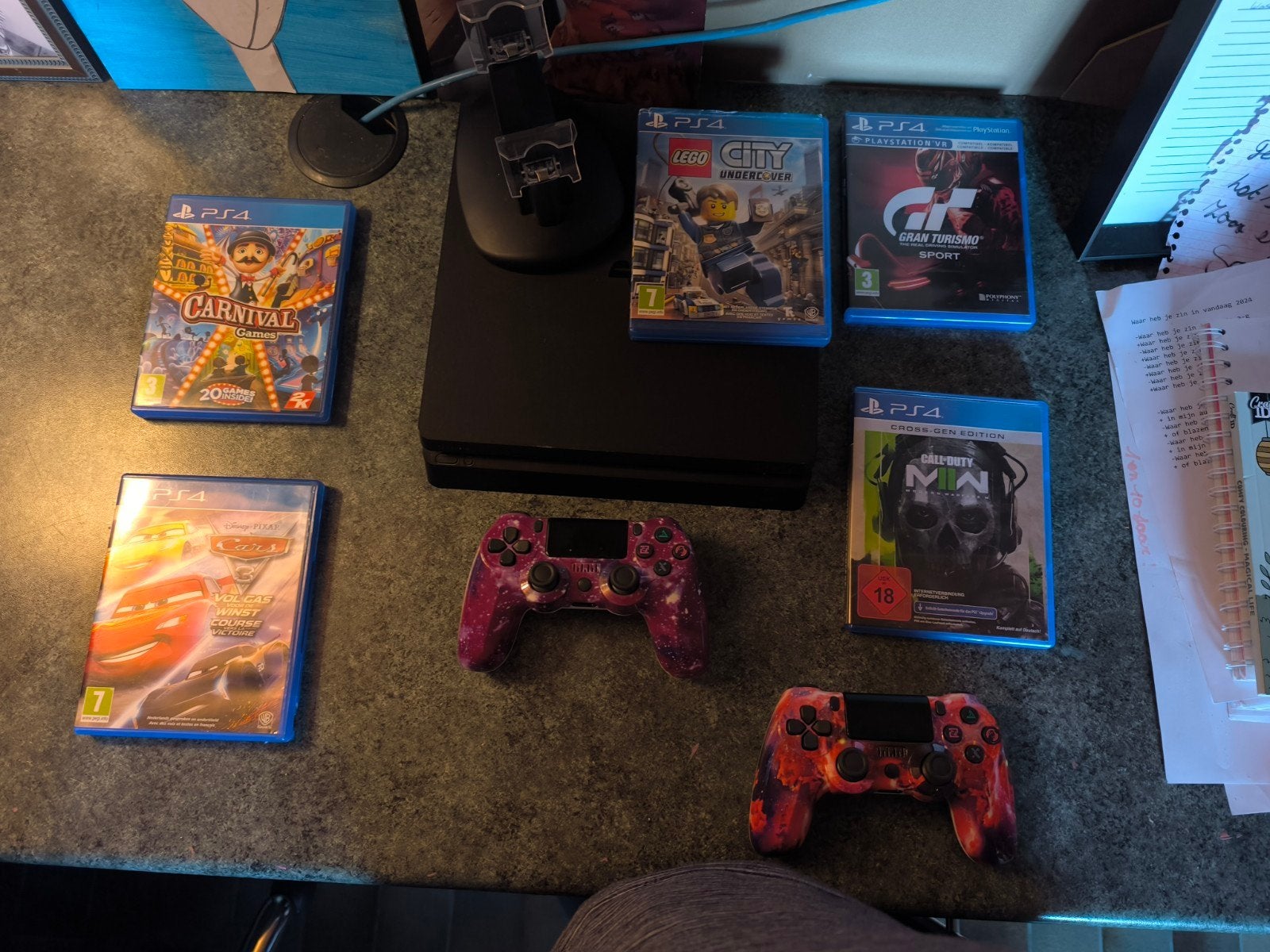 ps4 slim 500gig met veel bij, Ophalen of Verzenden, Met 2 controllers, Slim