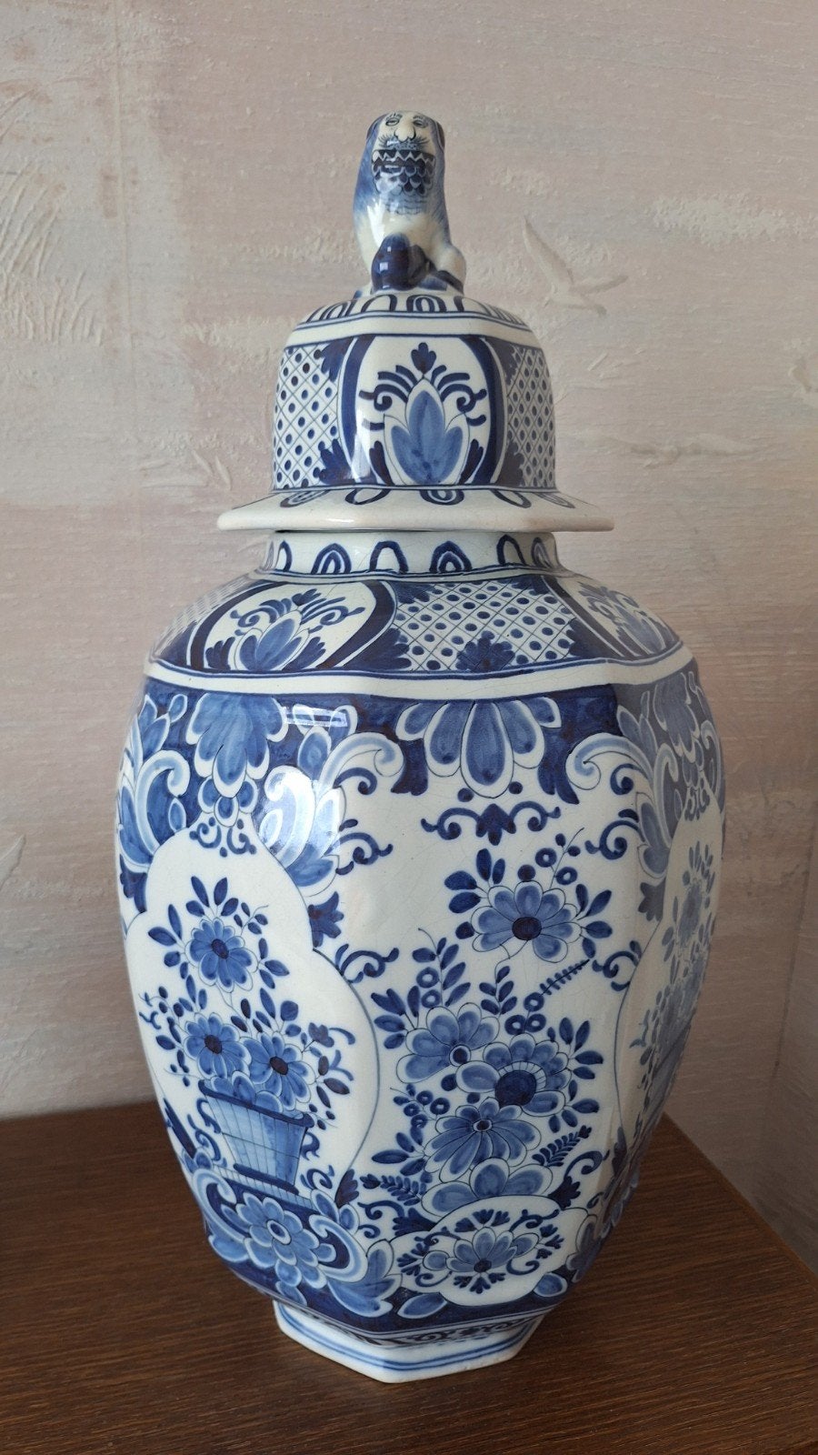 GRANDE POTICHE DELFT-BOCH frères Keramis XIXe- PEINT MAIN, Antiquités & Art