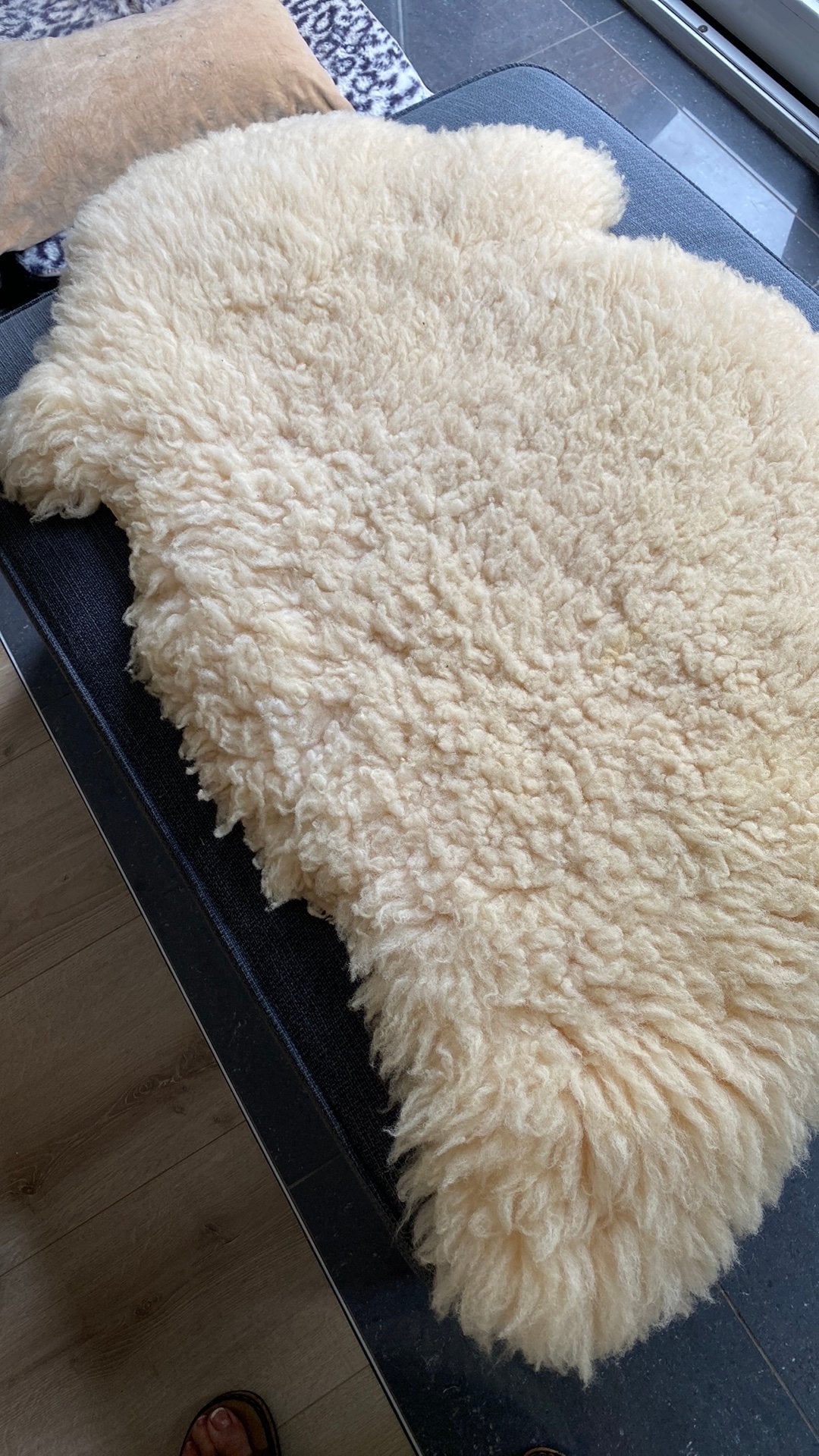 Peau de mouton véritable, 50 à 100 cm, Comme neuf, 50 à 100 cm, Crème