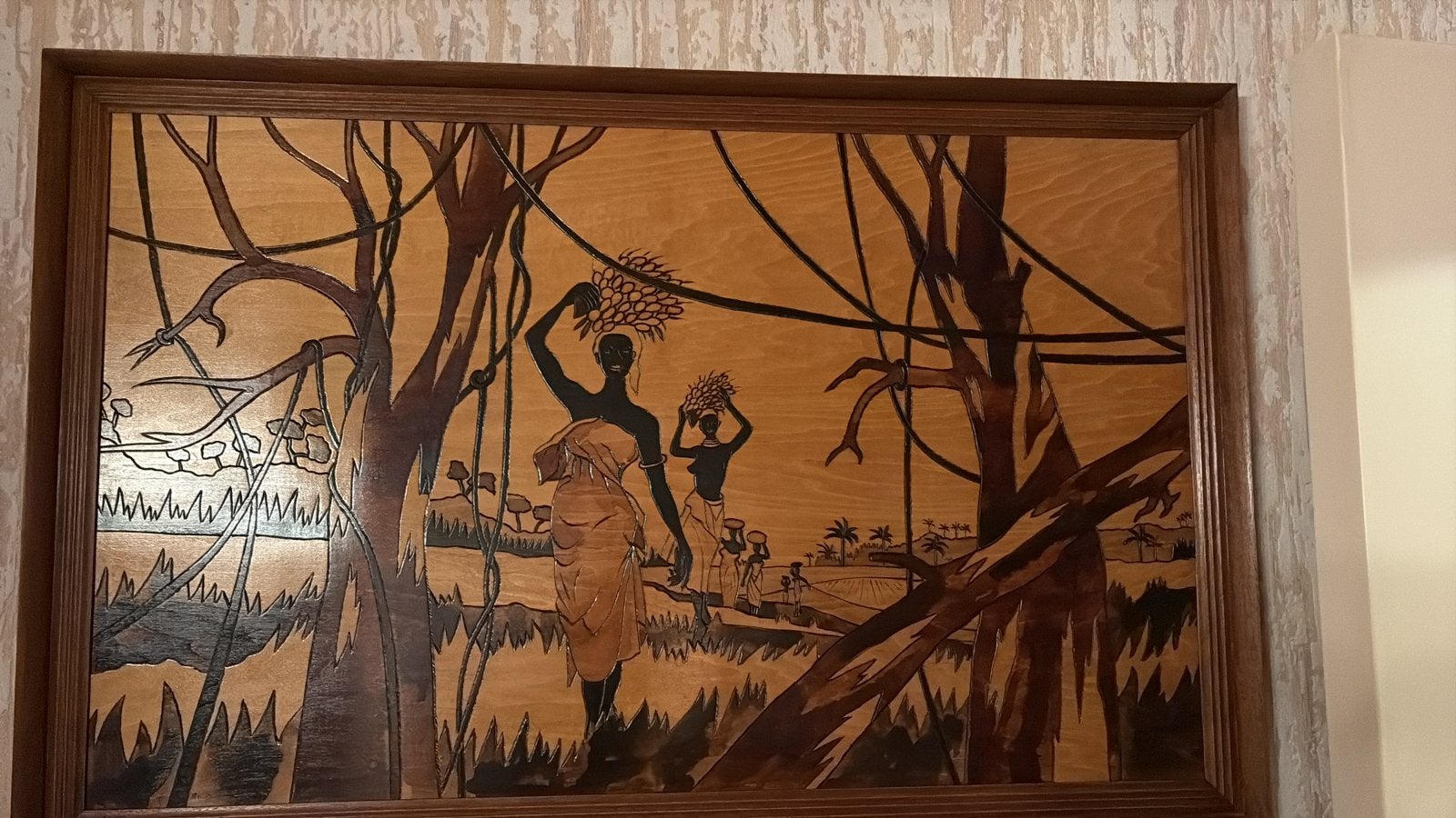 Tableau afriquain, Antiquités & Art, Enlèvement, Bois