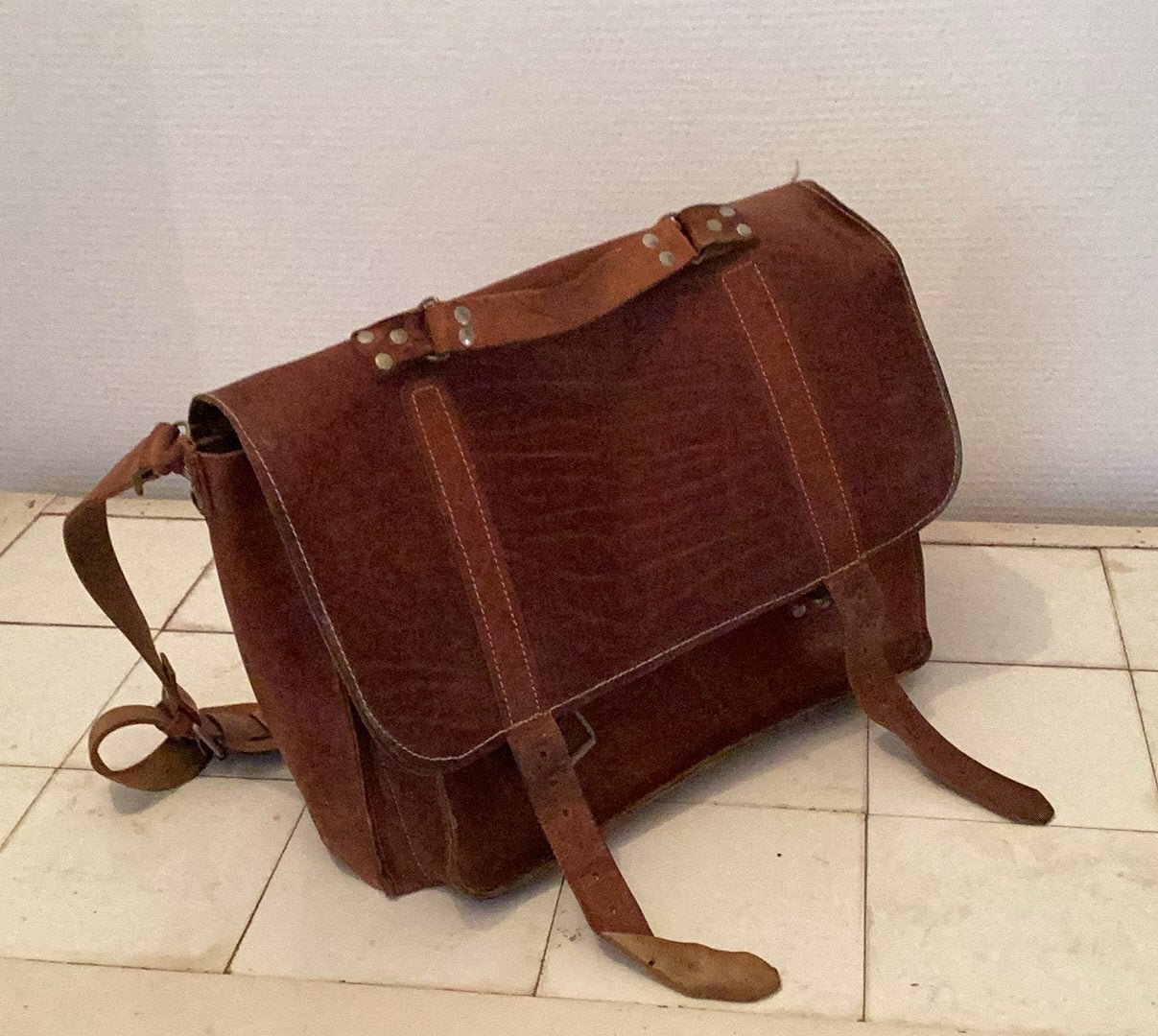Sacoche, Cuir, Beige, Enlèvement, Utilisé