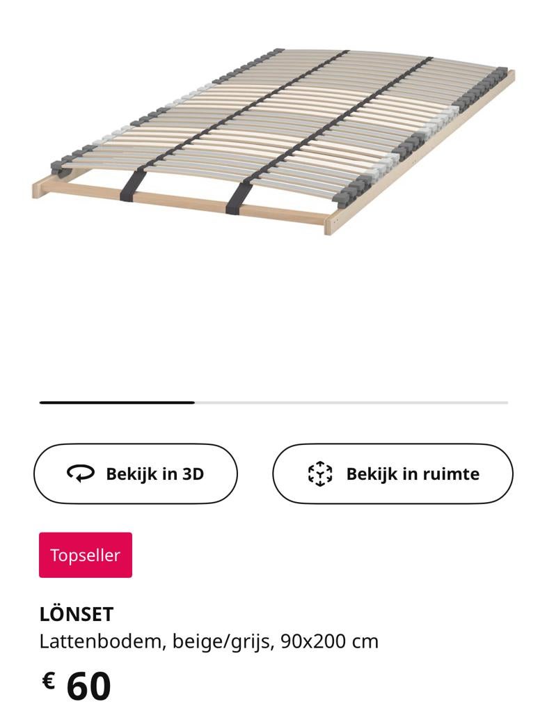 Sommier à lattes Lonset, Maison & Meubles, Chambre à coucher | Matelas & Sommiers, 90 cm, Enlèvement, Sommier, 200 cm