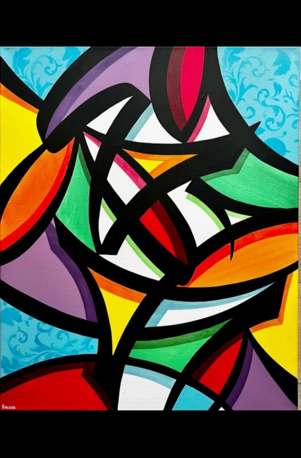 Belzac Pop Art Canvas 61x50 - Kleurrijk Abstract - Graffiti, Antiek en Kunst, Kunst | Schilderijen | Modern, Ophalen of Verzenden