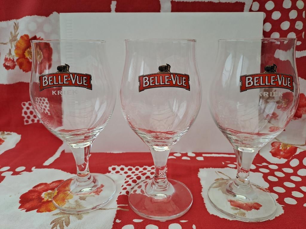 3 mooie Belle-Vue Kriek bierglazen, Ophalen, Nieuw, Bierglas