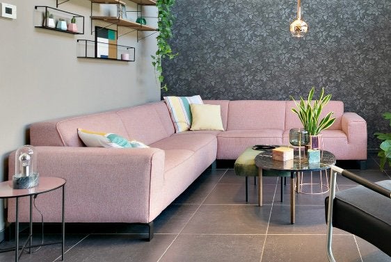 Hoekzetel, roze 300cm x 280cm, Ophalen, Gebruikt, Hoekbank, Stof