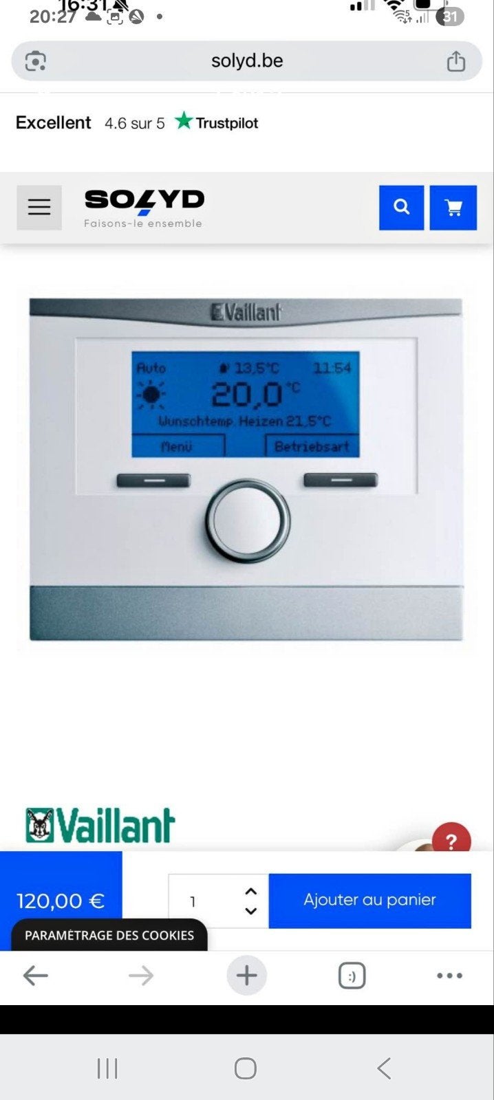 Thermostat vr 91, Enlèvement ou Envoi