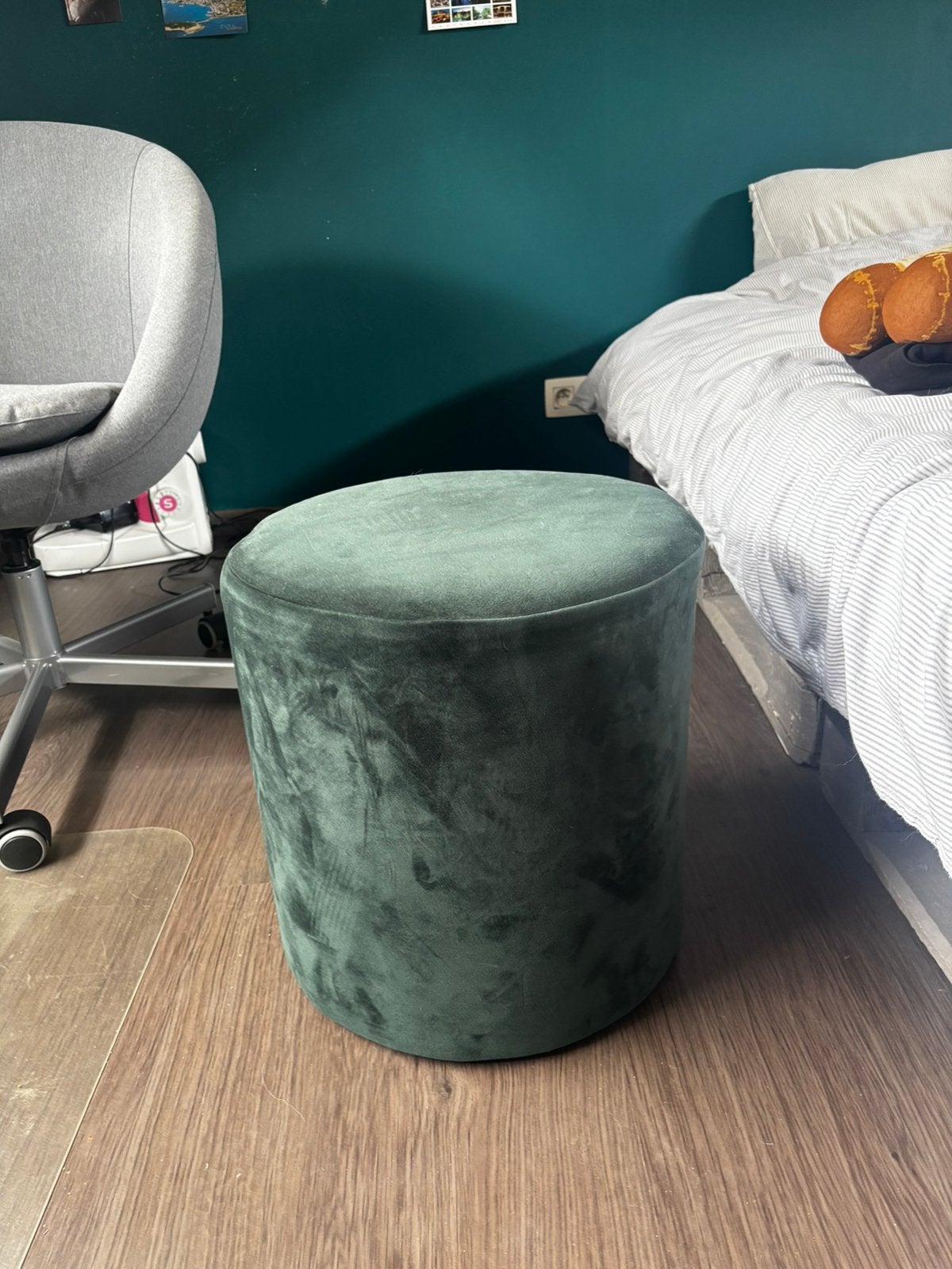 Petit pouf vert canard, Neuf, Enlèvement, 50 à 75 cm, 50 à 75 cm
