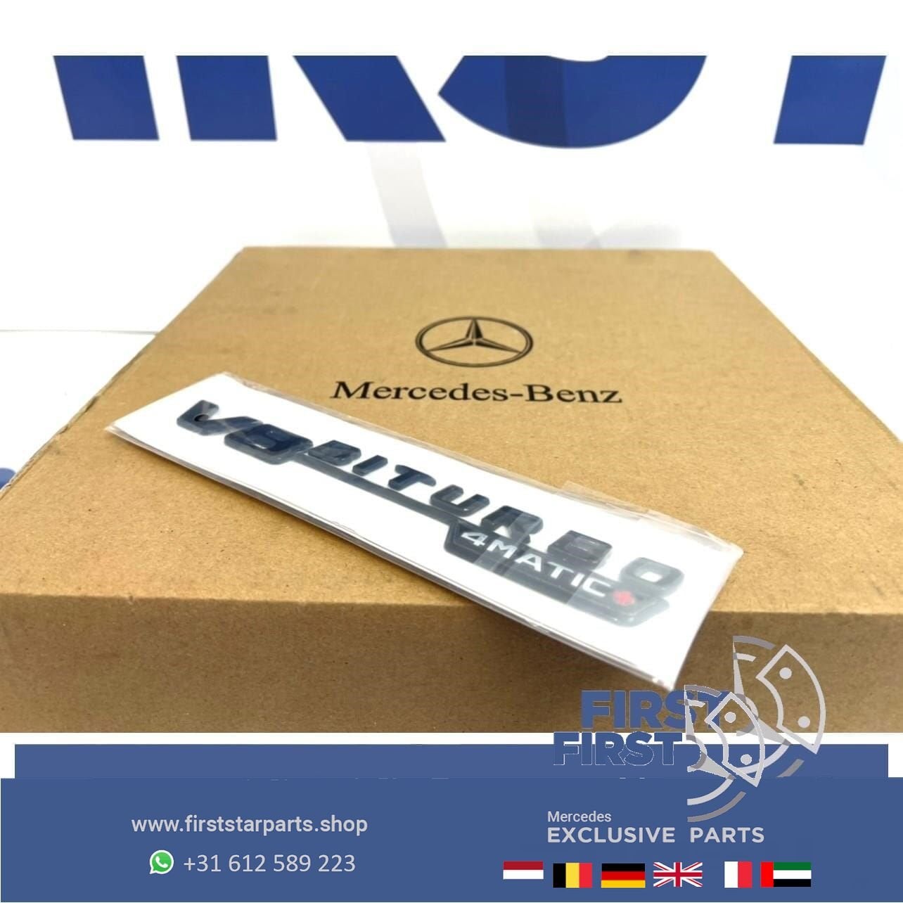 V8 BITURBO 4MATIC+ zijscherm EMBLEEM LOGO SET BADGE Mercedes, Utilisé, -, -, Enlèvement ou Envoi
