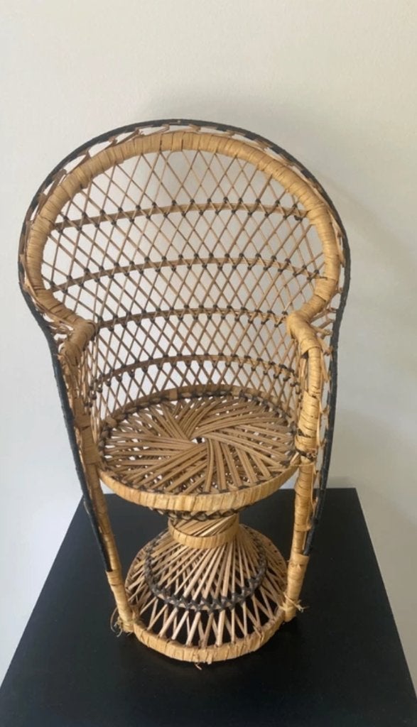 vintage mini wicker peacock chair, Antiek en Kunst, Ophalen