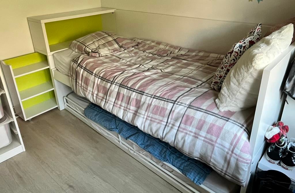 Lit 1 personne + tête de lit + lit d’appoint, Maison & Meubles, Chambre à coucher | Lits, 90 cm, 210 cm, Une personne, Enlèvement