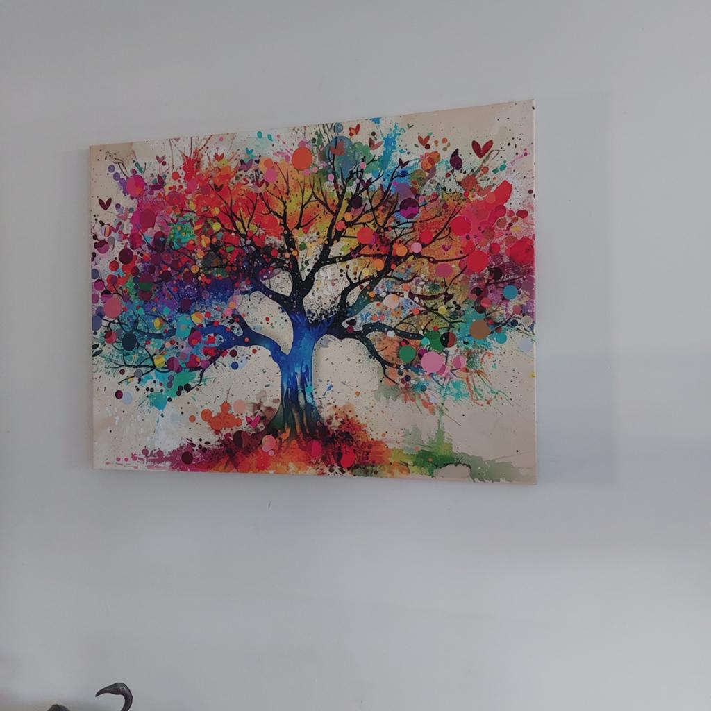 Levensboom, canvas op hout, 80x60, 25€., Ophalen, Overige materialen, 50 tot 75 cm, Nieuw