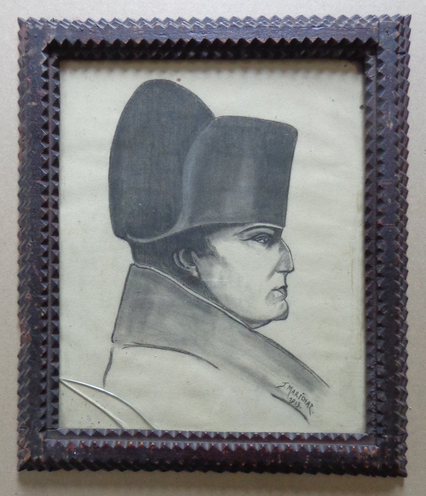 J. MARICHAL / NAPOLEON / ORIGINEEL / 36x30cm / KADER / SIG, Gesigneerd, Portret of Personen, Expressionistisch, Ophalen of Verzenden
