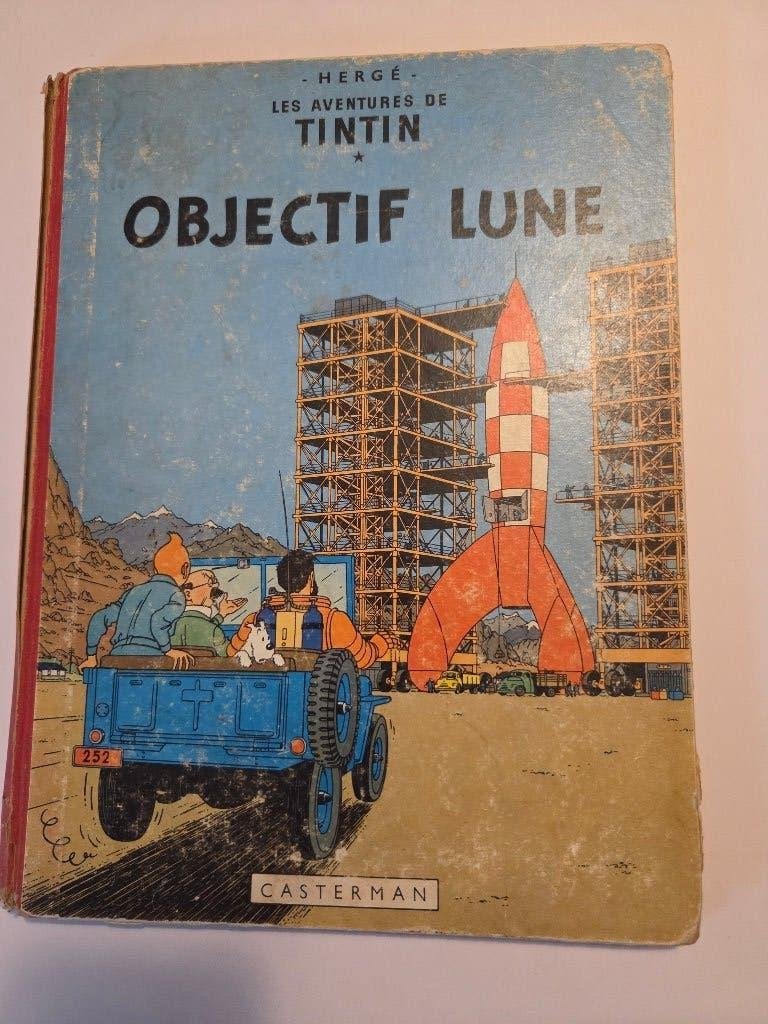 Ancien album de Tintin : « Objectif Lune », Enlèvement ou Envoi, Une BD, Utilisé, Hergé