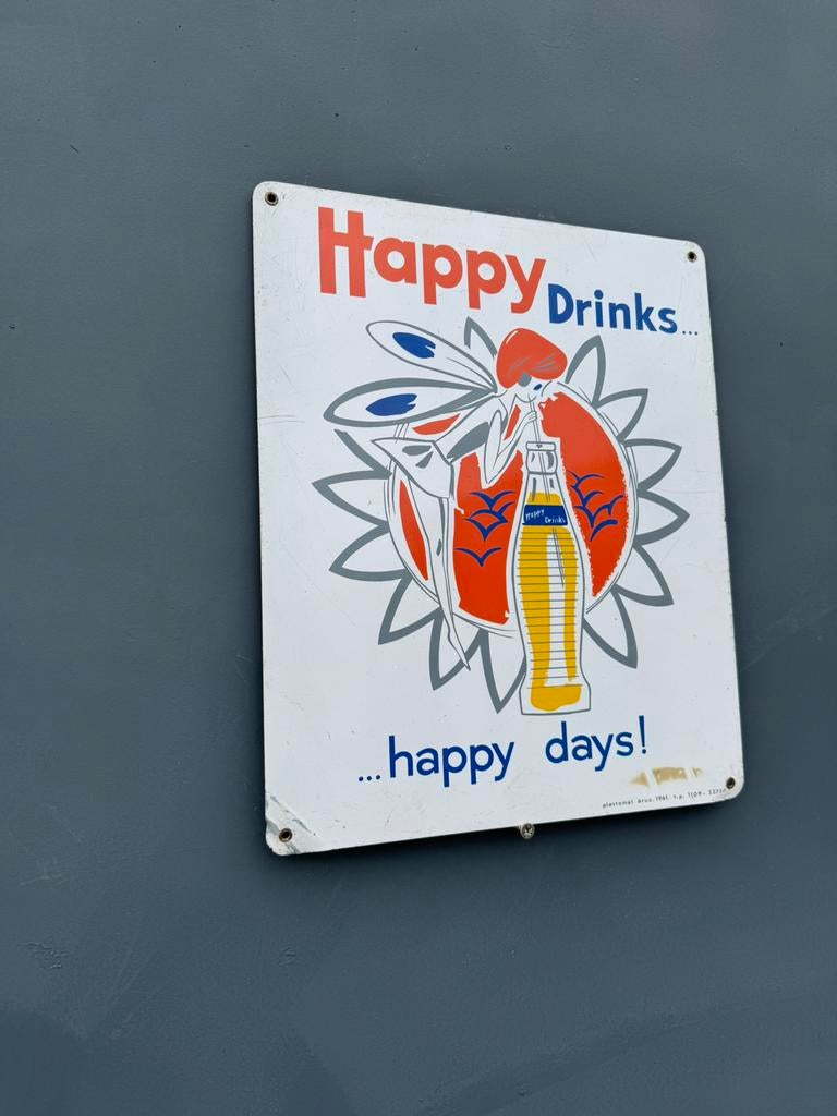 Happy Days oud reclamebord, Ophalen of Verzenden, Gebruikt, Reclamebord