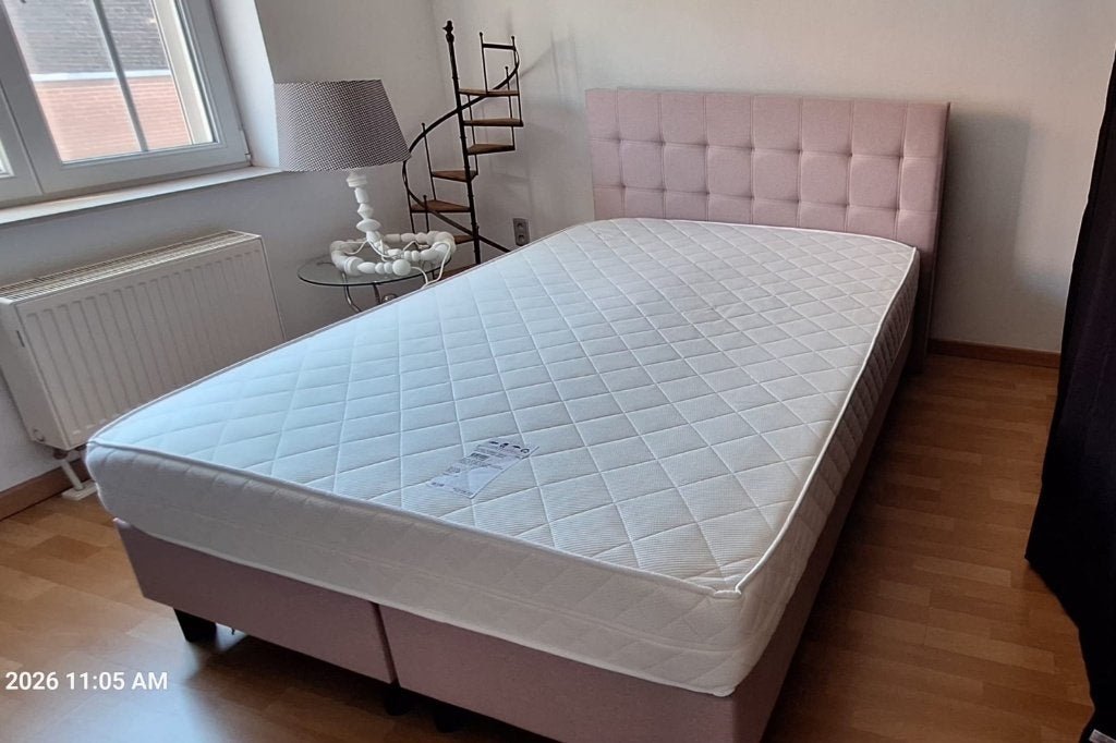 Lit boxspring 2 personnes, Maison & Meubles, Rose, Tissu, Enlèvement, 200 cm