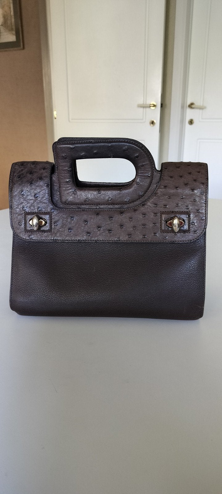 Icône vintage ; rare sac à main Delvaux en autruche, Enlèvement ou Envoi, Sac à main