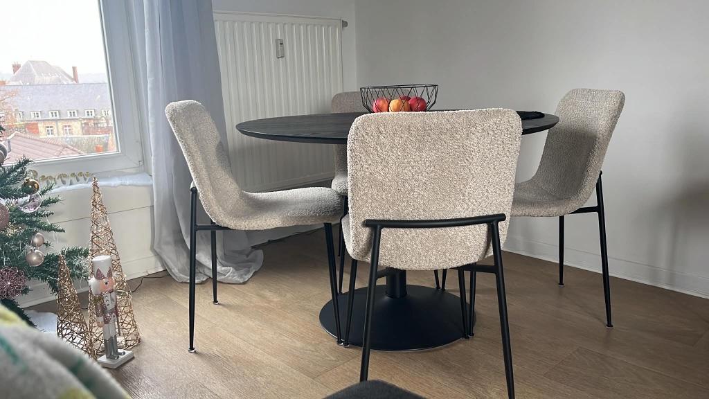 Table ronde noire, Ophalen, 100 tot 150 cm, Rond, Zo goed als nieuw