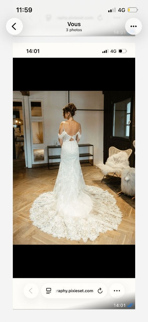 Robe de mariée, Kleding | Dames, Trouwkleding en Trouwaccessoires, Zo goed als nieuw, Trouwjurk, Wit, Ophalen