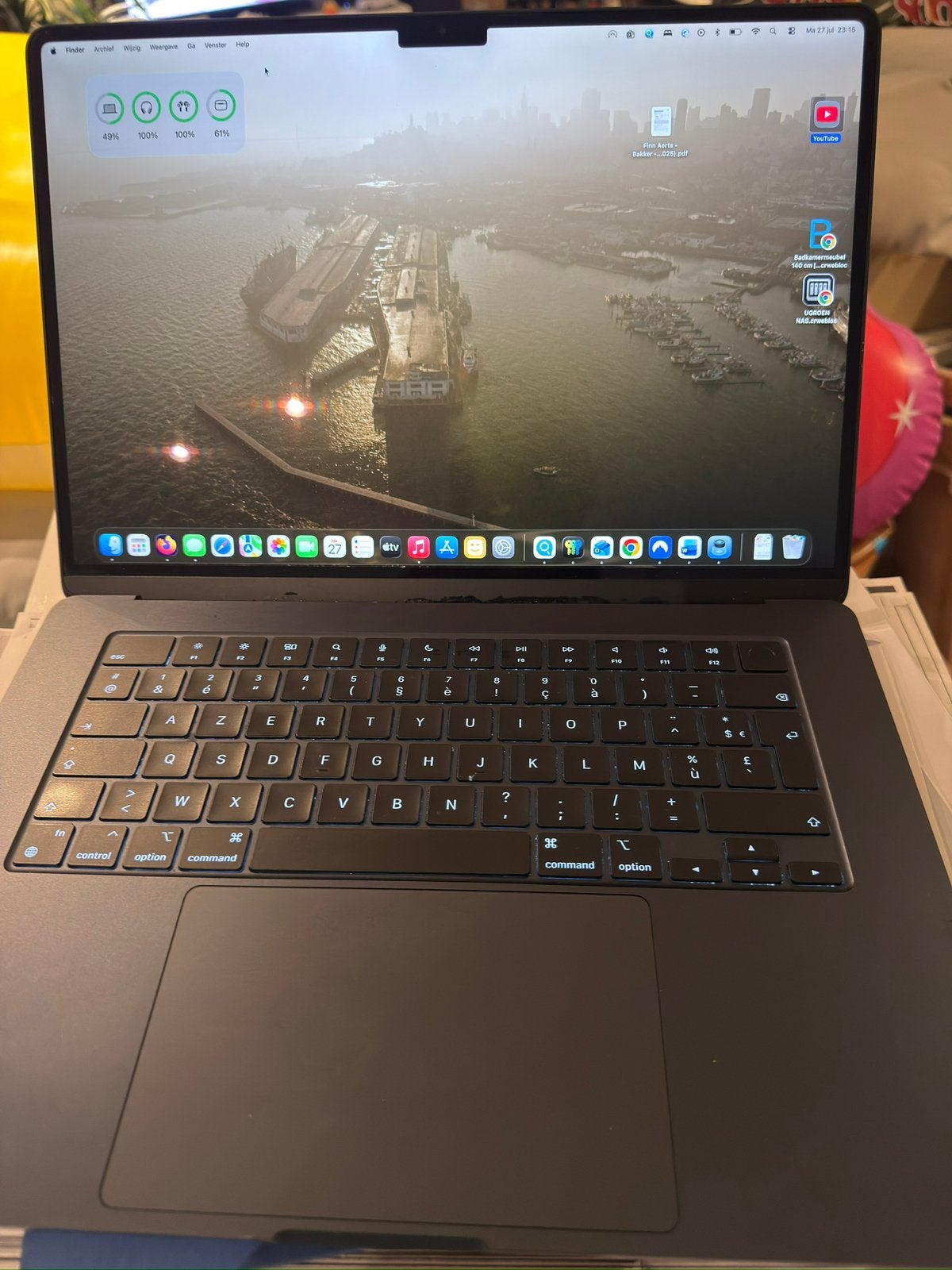 Macbook air M2 15” 256gb 8gb, Ophalen of Verzenden, Zo goed als nieuw
