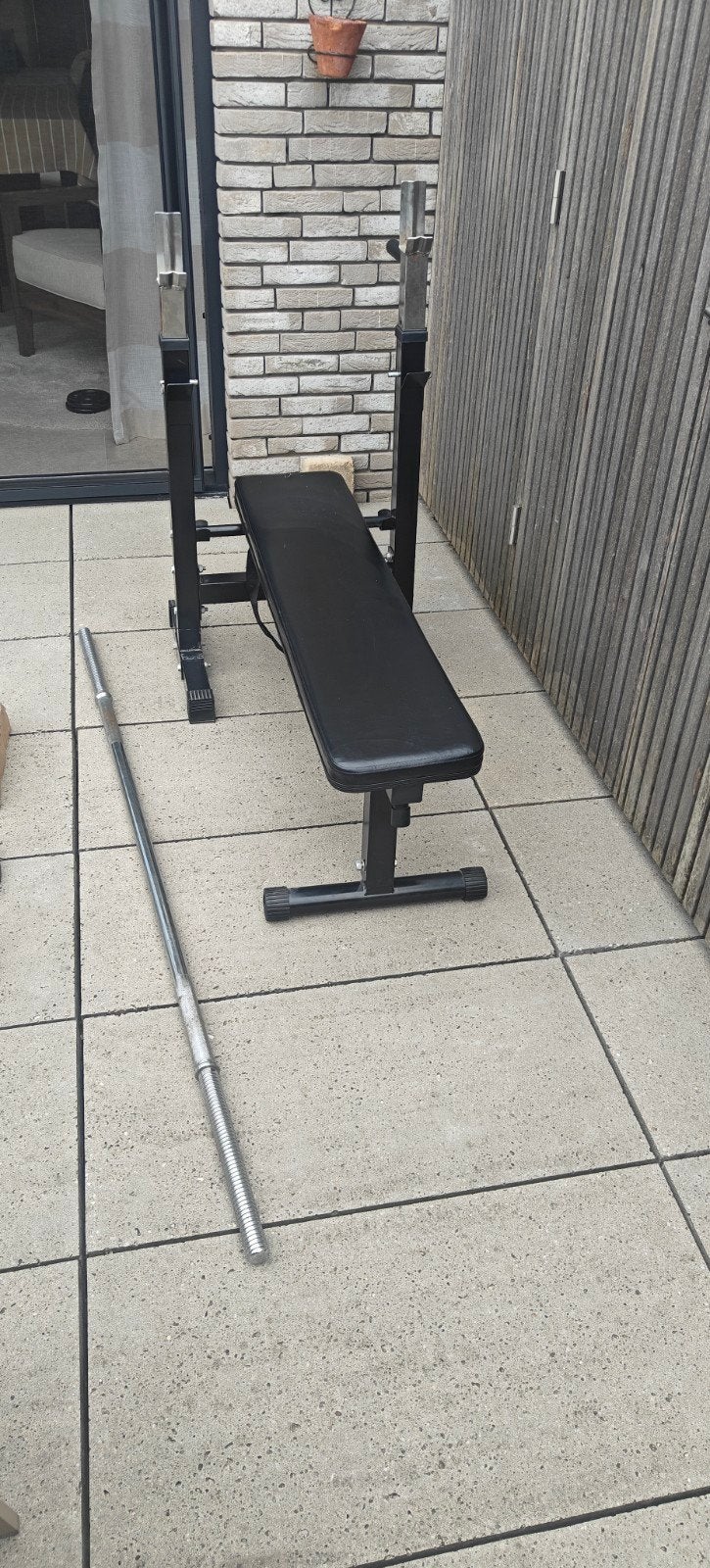 Fitnessbank en fitnessbar / stang 165 cm boring 3 mm, Sport en Fitness, Fitnessmaterialen, Ophalen, Gebruikt, Armen, Fitnessbank