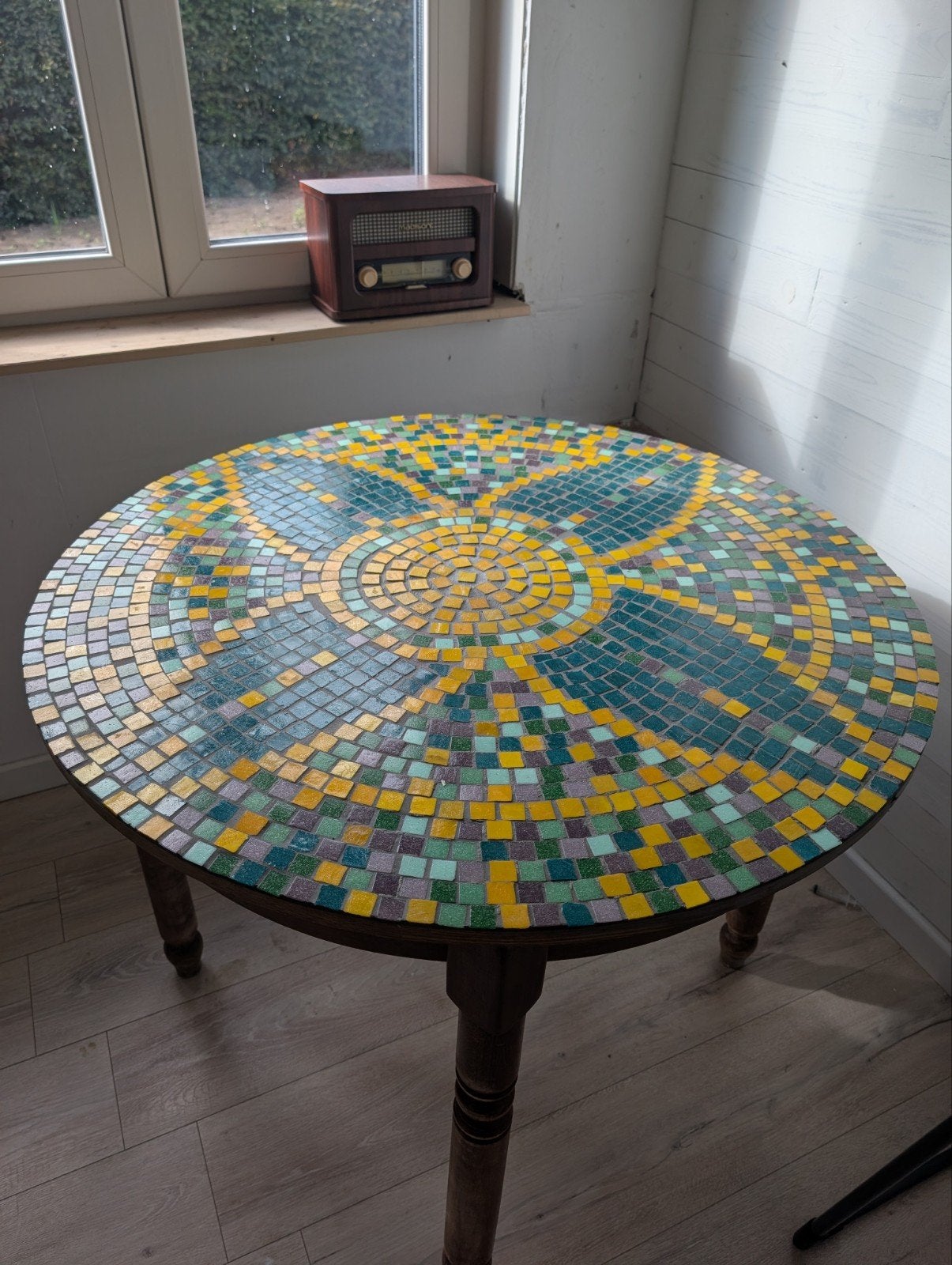 unieke tafel mozaïek, Ophalen, Gebruikt, Rond, 75 cm of meer
