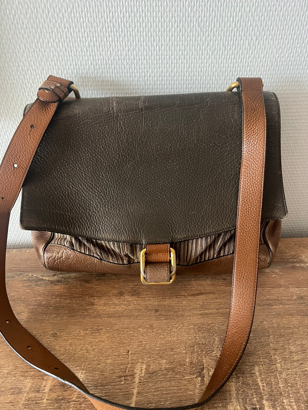 Vintage Delvaux, Verzenden, Gebruikt, Bruin, Leer