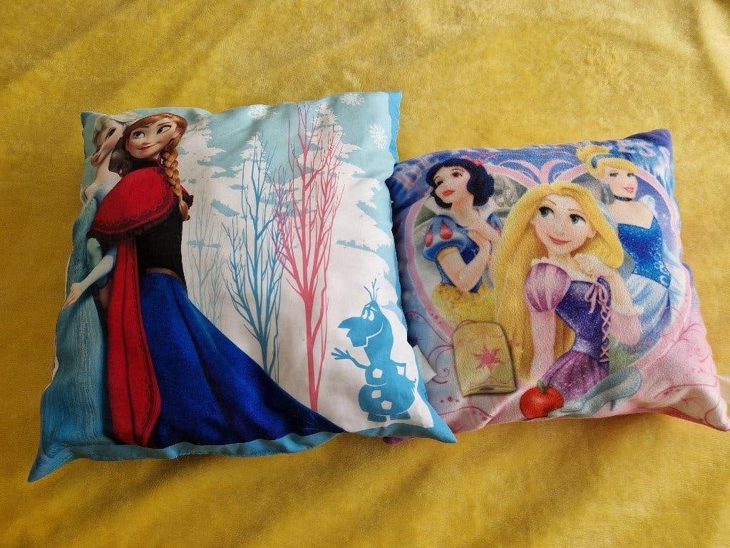 2 coussins Disney La Reine des neiges et Princesses, Enlèvement, Comme neuf