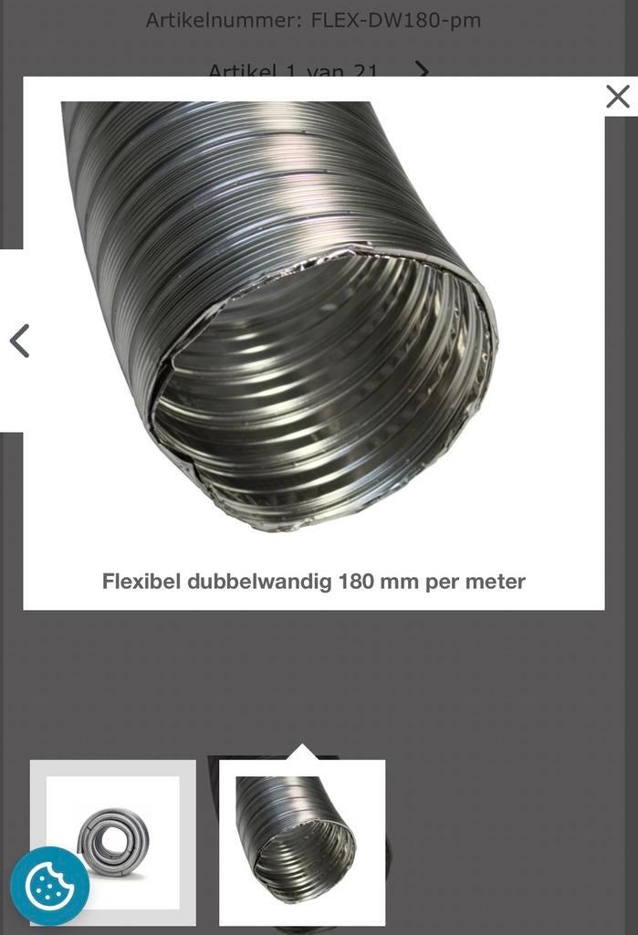 14m flexibele dubbelwandige kachelbuis 180mm, Ophalen, Nieuw, 6 meter of meer, 80 mm of meer