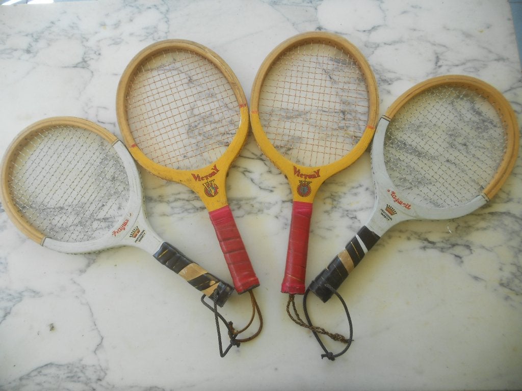 Korte tennisrackets met handvat van 45 cm - Pakistan vintage, Sport en Fitness, Ophalen of Verzenden, Racket