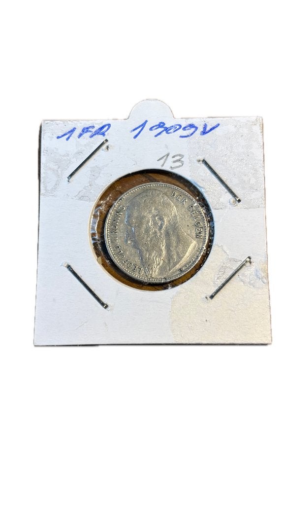 LEOPOLD II: Zilver 1 FRANC 1909V (1), Ophalen of Verzenden, Zilver, Zilver