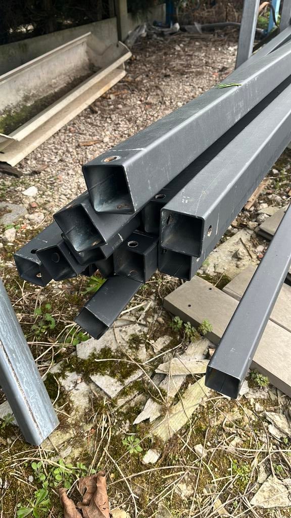 Stalen gecoate kokers 5x5x387cm, Doe-het-zelf en Bouw, Metalen, Ophalen, Zo goed als nieuw