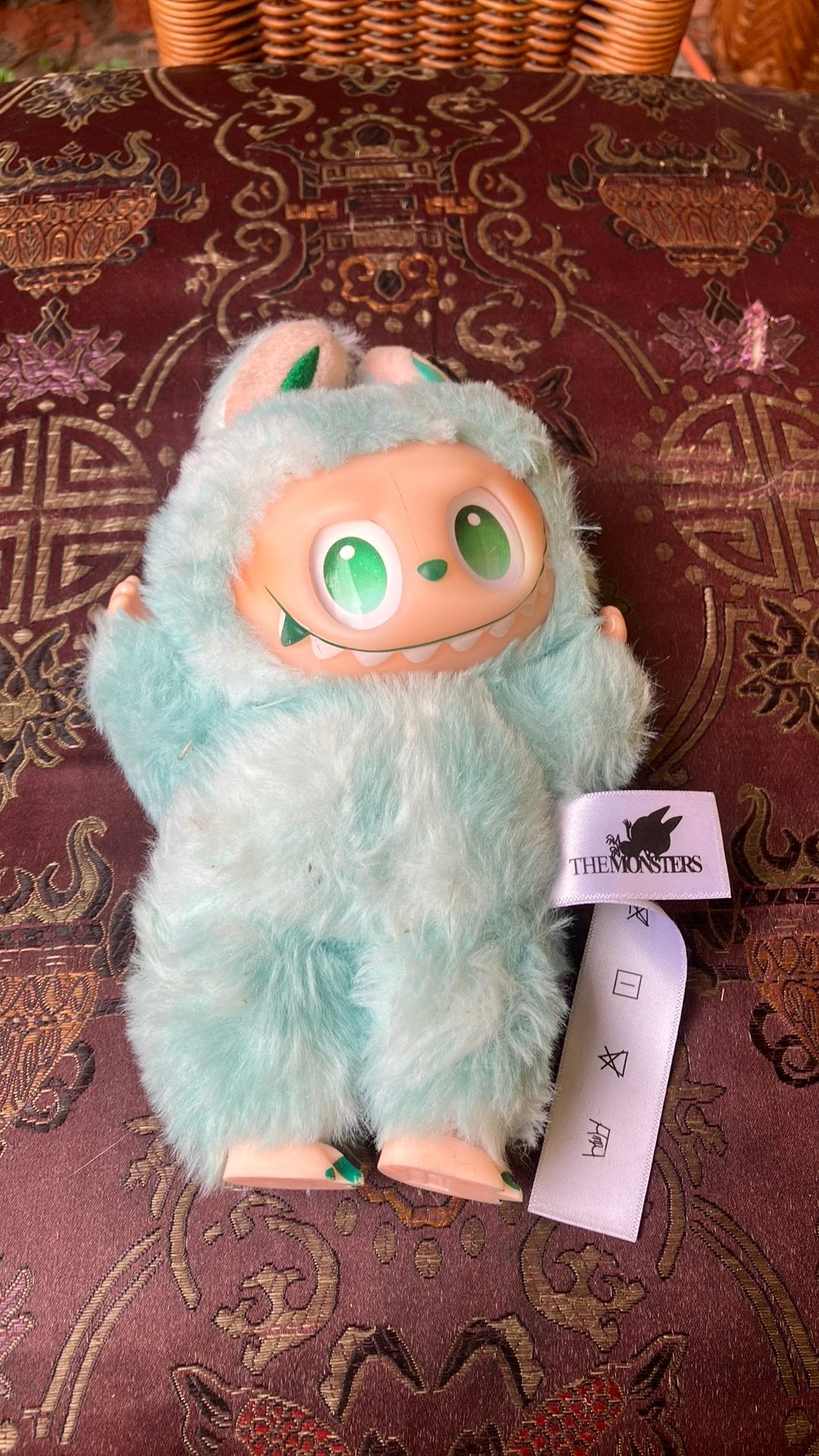 Peluche Labubu Pop mart turquoise/vert, Ophalen of Verzenden, Gebruikt, Groen, Klein (minder dan 20 cm)