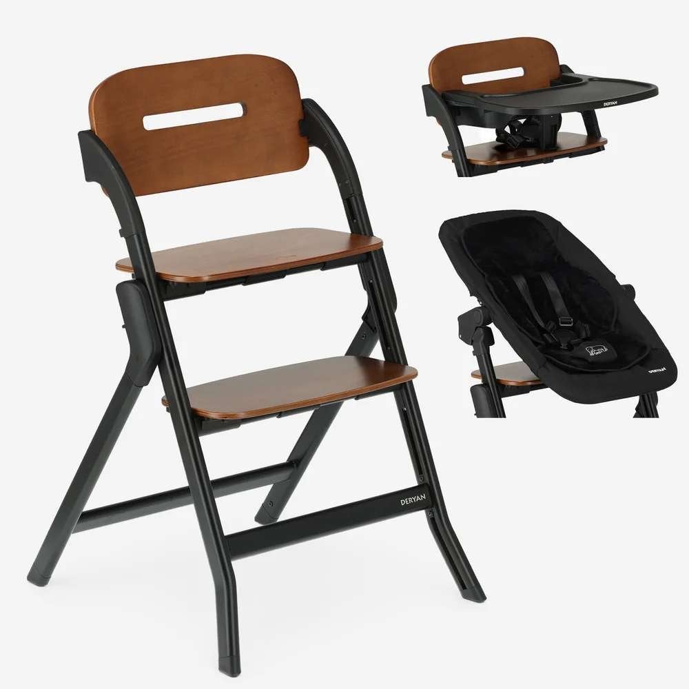 Deryan Oak Luxe Kinderstoel met Bouncer - Zwart, Enlèvement ou Envoi, Comme neuf, Autres types, Plateau amovible