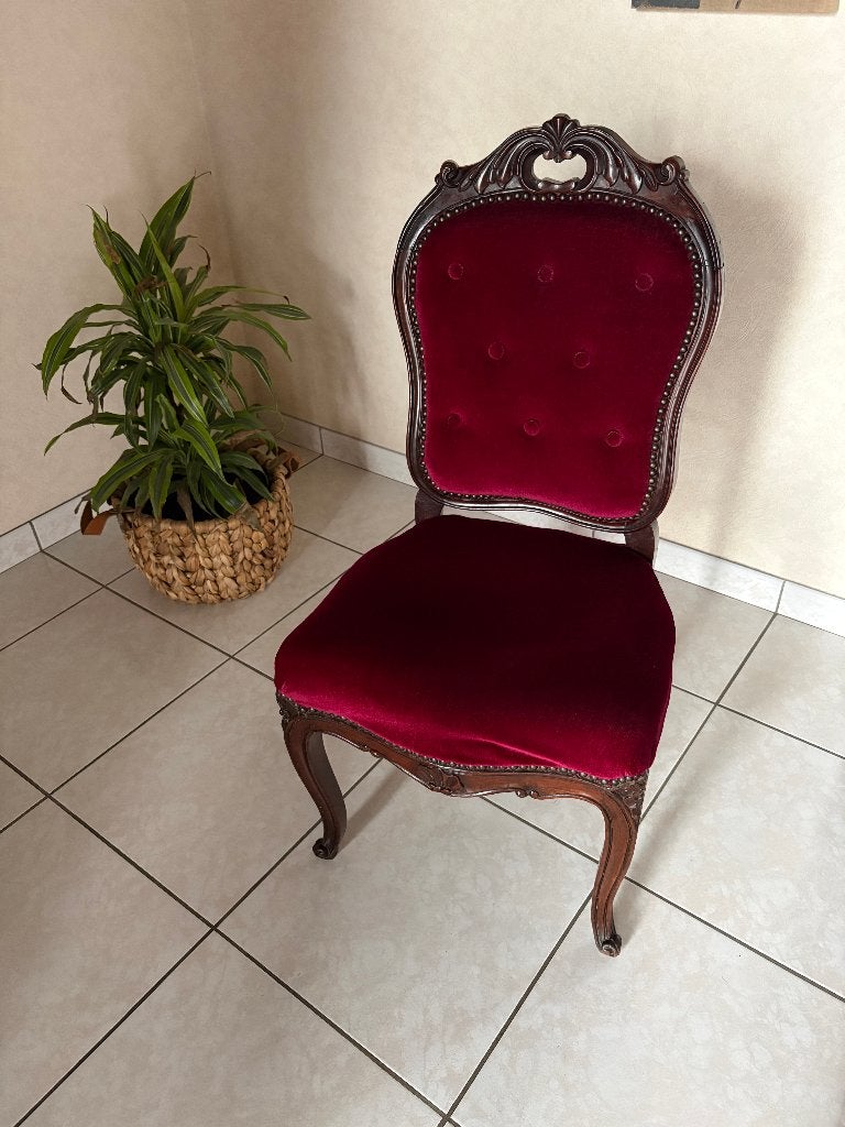 Antieke bordeaux-rode Decoratiestoel – Sfeervolle Blikvanger, Ophalen