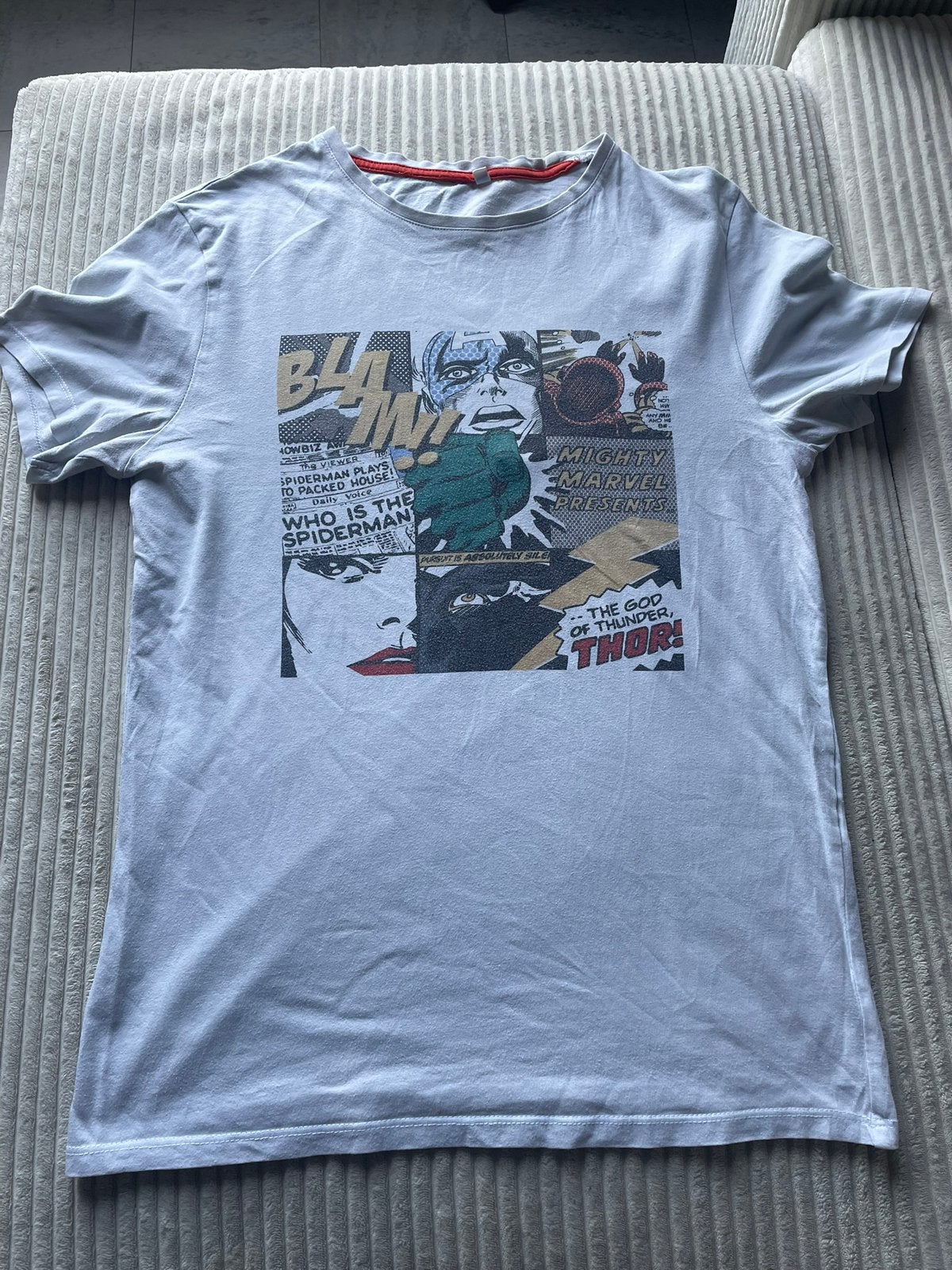 T-shirt Marvel blanc imprimé comics, Enlèvement ou Envoi, Porté, Taille 46 (S) ou plus petite, Blanc