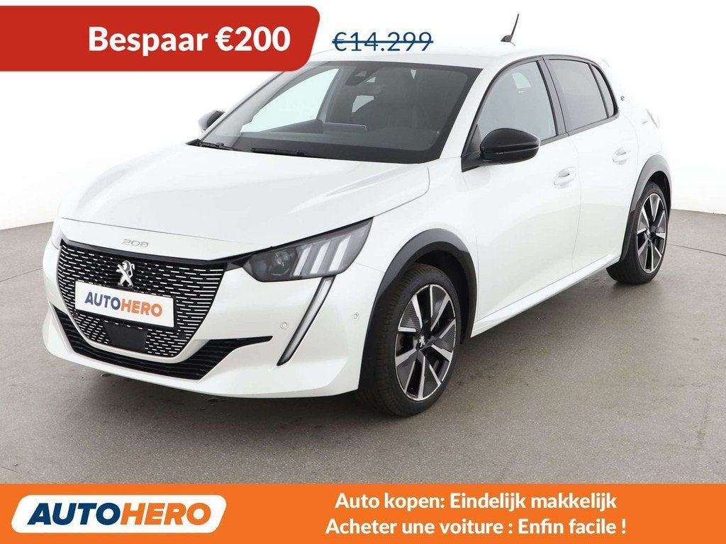 Peugeot e-208 electric drive 100 kW e GT (bj 2021), Auto's, Gebruikt, 136 pk, Wit, Elektrisch
