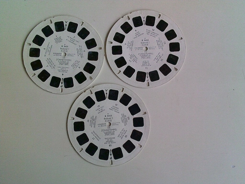 3 view-master schijfjes Kuifje . De zonnetempel ., Verzamelen, Ophalen of Verzenden, Kuifje