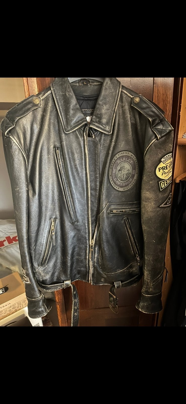 Harley Davidson Lederen motorjas., Kleding | Heren, Ophalen, Zo goed als nieuw