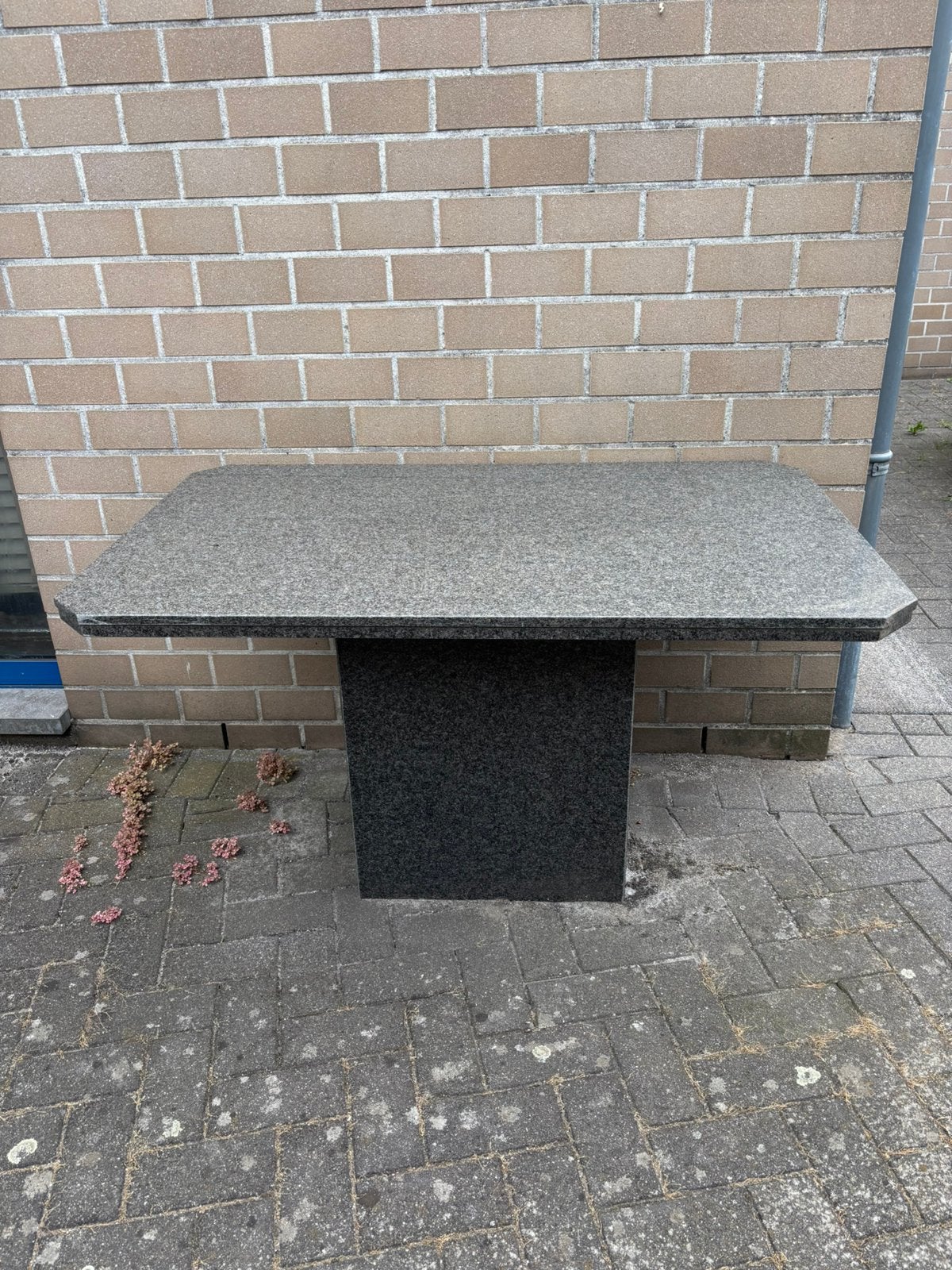 Zwart granieten tuintafel of keukentafel van 80 x 130 cm, Ophalen, Zo goed als nieuw