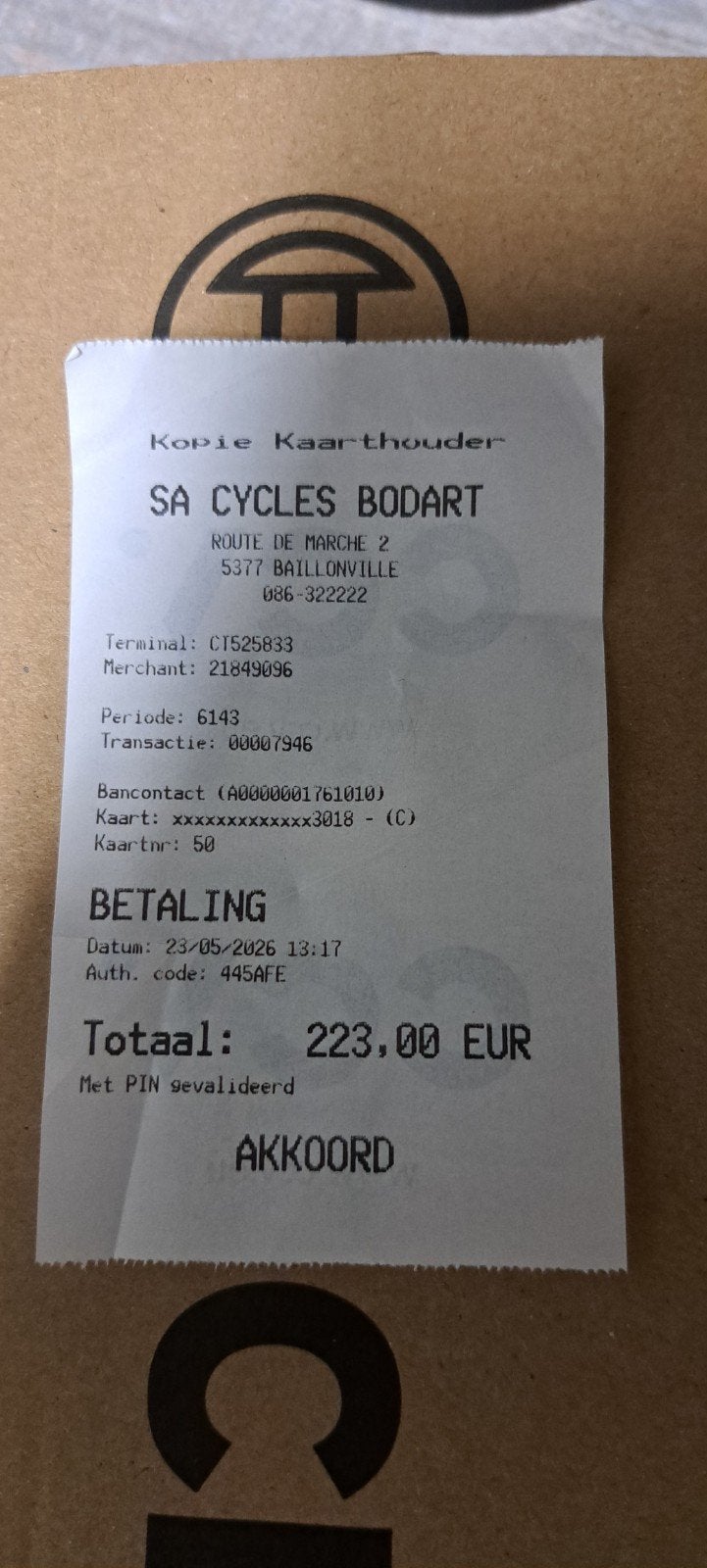 Kiox fiets display, Ophalen
