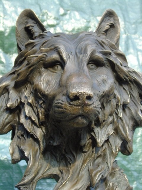 tête de loup en bronze sur socle signé, BARYE, Enlèvement ou Envoi, Bronze