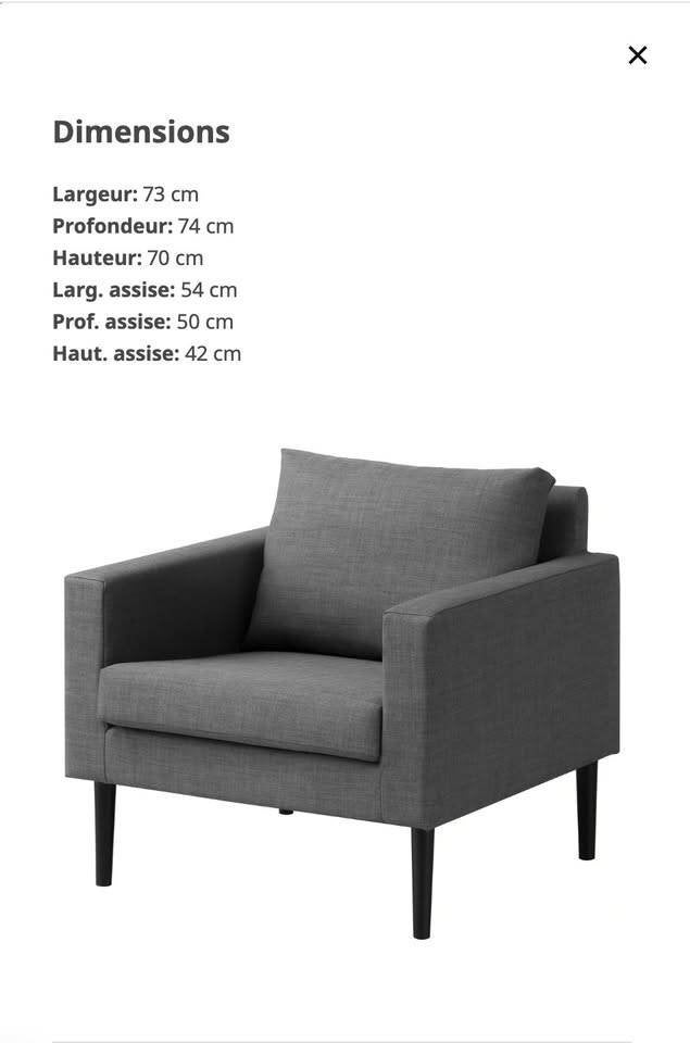 ️ Fauteuil IKEA FRIHETEN – Gris Skiftebo – Très bon état, Moins de 75 cm, Bois, Comme neuf, Enlèvement