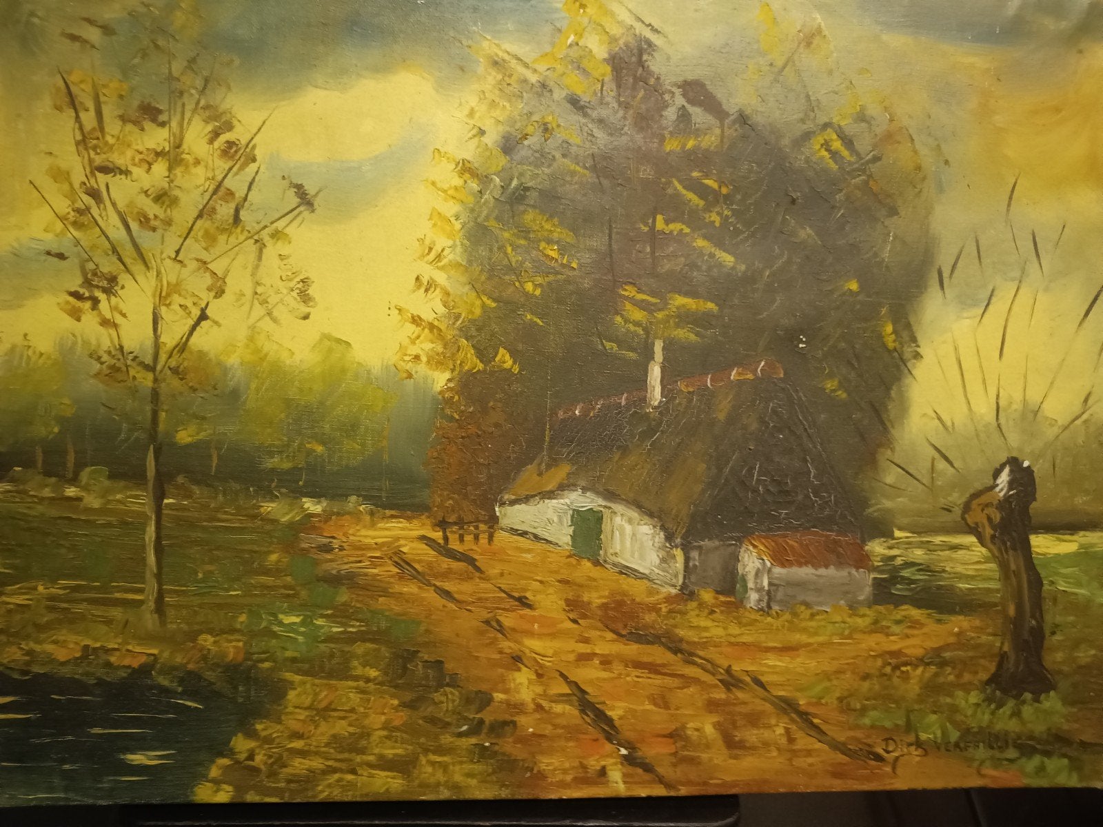 landschapsolieverf door Dirk verfaille, Verzamelen, Postkaarten | Buitenland, Ophalen