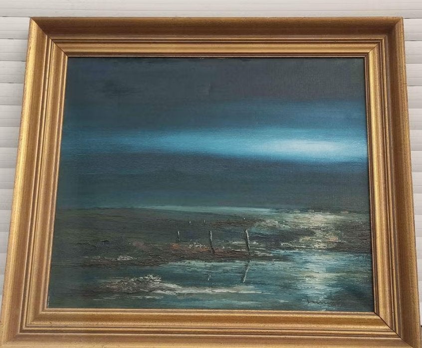 Huile sur toile marine signe herrlman maroel, Ophalen of Verzenden, Doek