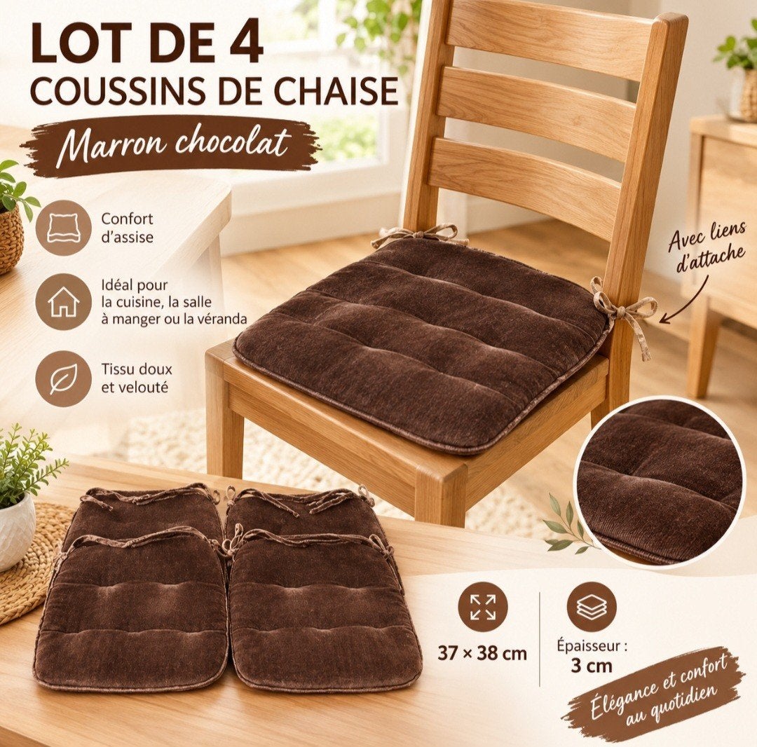 LOT DE 4 COUSSINS DE CHAISES, Enlèvement ou Envoi