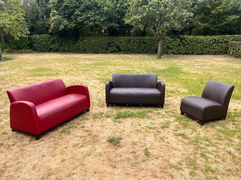 Lederen zeteltjes (De Compagnie), Huis en Inrichting, Zetels | Zetels, Ophalen, Gebruikt, Minder dan 75 cm, Tweepersoons