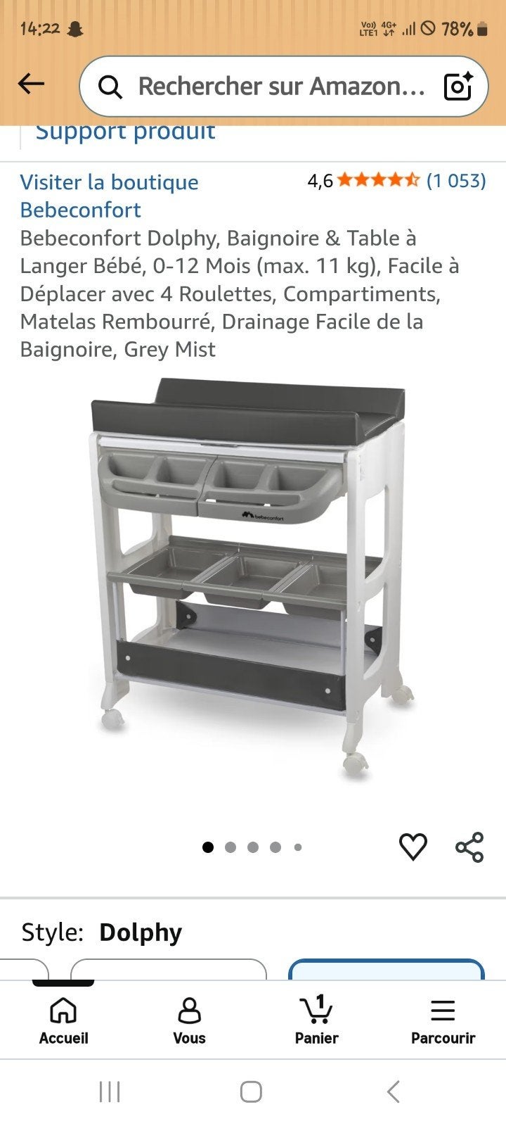 Table à langer avec baignoire