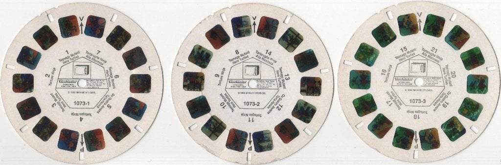 View-master Tortues Ninja 1073-1  2  3, Antiquités & Art, Enlèvement ou Envoi