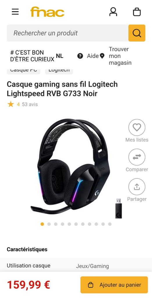 Logitech G733 LIGHTSPEED - Draadloze Gaming Headset - PS5/PS, Ophalen, Gaming headset, Draadloos