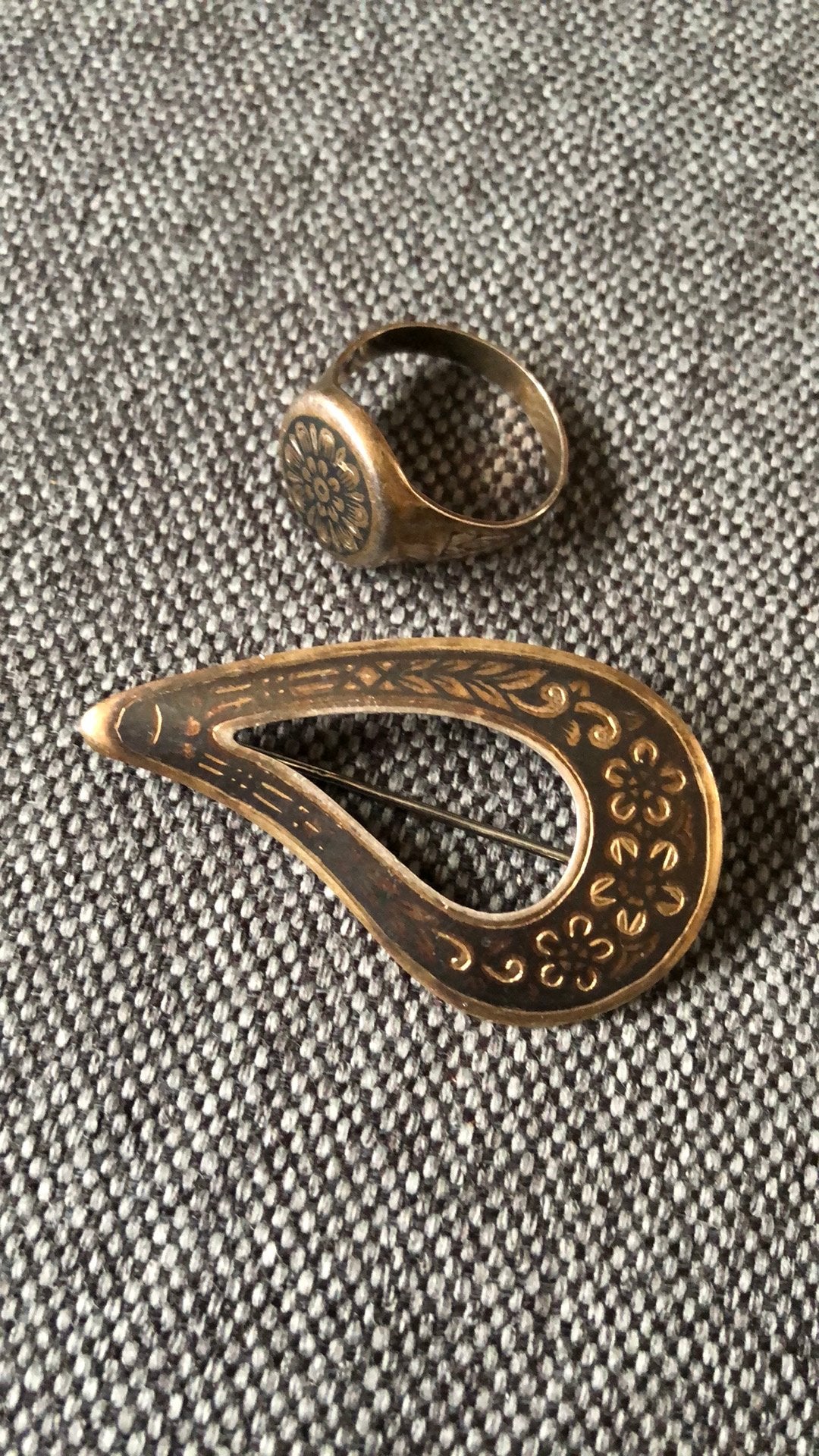 Broche et bague argent, motif floral, Bijoux, Sacs & Beauté, Enlèvement ou Envoi, Comme neuf, Argent, Argent